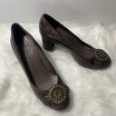 Jack Rogers  Marlo Brown Leather Gold Hardware Heel Size 7 1/2M Photo 3