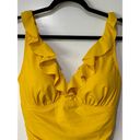 DKNY  Ruffle Plunge Underwire Tummy Control One Piece Yellow Swimsuit Size 10 NWT Photo 2