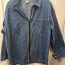 Denim & Co Retro  100% Cotton Shirt Women’s Large Blue Denim Long Sleeve Full Zip Photo 0