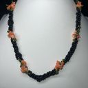 Onyx Vintage Black  Coral & Jade Bead Necklace Photo 4