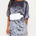 Pretty Little Thing  Silver Gray Velvet Rib Dress 6 Photo 1