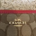 Coach  signature canvas corner zip wristlet red, brown, khaki NWOT Photo 1