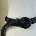 Buckle Black Vintage 80s 90s Braided Leather Belt Woven Wide  Waist Belt Size M/L Photo 1