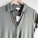 J.Jill NWT  Button Front Shirt Pima Cotton Dress with Pockets in Kale Green, S Photo 2