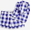 J.Crew  Long-Sleeve Flannel Pajama Short Set In Buffalo Check Blue White Size M Photo 2