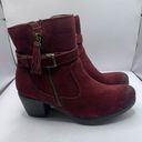 Earth Origins NWOB  Tori Burgundy Cow Suede Water Repellent  Zipper Booties 6.5M Photo 0