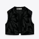 ZARA  Embroidered Velvet Open Front Vest Photo 2