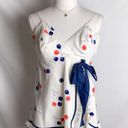 vintage 60s 70s white balloon print ruffle trim cami tank top Photo 7