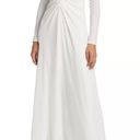 Halston Heritage Ivory V-Neck Ruched Jersey Gown Photo 0