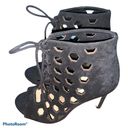 via spiga  Eloise Black Suede Cage Booties Heels Photo 1