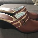 Tommy Hilfiger  Brown Rust Leather Mules S7.5 Photo 2