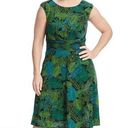 London Times  Leaf Print Fit And Flare Matte Jersey Dress Women’s 8 Photo 0