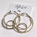 Style & Co NEW Style Co HOOP EARRINGS 1.75” Gold 3 Circle Double Twisted Dangle Drop NWT Photo 0