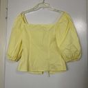 Etophe studios  Yellow puffer sleeve cropped tie front blouse top medium Photo 4