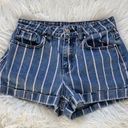 PacSun #48  High Waist Firework Stripe Denim Sewn Cuff Mom Short Photo 0