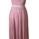 Illa Illa  Pink Lace Maxi Dress Women Size Small Grecian Halter Double Slit Knit Photo 0