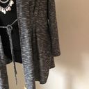 St. Tropez  West Open Front cardigan sweater w/tie knit top tunic black gray Photo 1