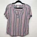 Christopher & Banks  Linen Blend Striped Women's Bohemian Top Size Large Photo 0