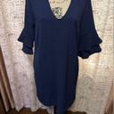 Lush Clothing NWT Lush Navy Woven Dress Ruffle Sleeves Medium Photo 2