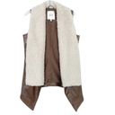 Jack by BB Dakota JACK Brown Faux Leather Shearling Cardigan Vest Sz S Photo 4