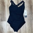 Profile  by Gottex Women's Black Woven Strappy Cross Back One Piece Swimsuit sz 6 Photo 0