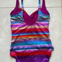 Gottex  Mai Tai Striped Gold Linked One Piece Swimsuit Size 14 Photo 4