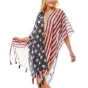 NWT American Flag Stars & Stripes Lightweight Kimono Vest Waterfall Cardigan Size undefined Photo 1