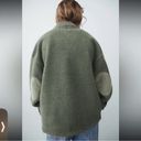 ZARA  Womens Fleece Teddy Faux Sherpa Green Contrasting Bomber Shirt Jacket XS Photo 3