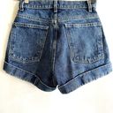 American Apparel  Jean Shorts Dark Wash Indigo High Rise Cuffed Hem Denim 25 Photo 6