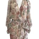 fab'rik Fab’rik Dress Marnie Floral Print Chiffon Lantern Sleeves Wrap Tie Dress Small Photo 1