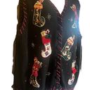 heirloom collectibles  XL Vintage Y2K Black Red Appliqué Christmas Sweater Vest Photo 2