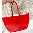 Carolina Herrera CH  Leather Shoulder Large Shopping Tote Handbag Red Photo 5