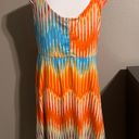 Allison Brittney Orange/Blue Boho Sleeveless Stretchy Dress Sz XL Photo 2