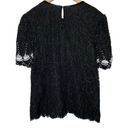 Laurence Kazar  Beaded Sequin Silk Top Short Sleeve Blouse Black Vtg, size Large Photo 3