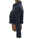 Le lis  shimmer and shine sequined cropped denim jacket with fringe hem size S Photo 5