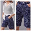 Anthropologie  | Blue Motif Cheetah Print Bermuda Shorts NWT Modest Size 27" Photo 1