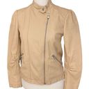 Rebecca Taylor  Womens Lamb Leather Moto Jacket Full Zip Long Sleeve Nude Cream 2 Photo 0