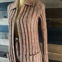 Rena Rowan 90s Orange Knit  Long Zip-Up Collared Cardigan Sweater Size Small Photo 7