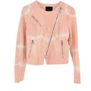 Skinny Girl New  Jeans Jacket Womens Size M Pink White Tie Dye Faux Leather Moto Photo 0