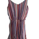 One Clothing  Los Angeles White Blue Orange Striped V-Neck Romper Size Small Photo 2