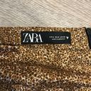 ZARA Animal Printed Midi Silky Skirt w High Slit Size Medium Gold/Brown Photo 4