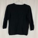 Susan Bristol  | Black Cotton Sequin Snowman Henley 2/3 Sleeve Sweater M Photo 5