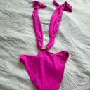 frankie's bikinis Dorothy hot pink cross chest wrap one piece bikini L Photo 12