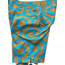 Bermuda LoudMouth Ladies Orange & Blue Geometric Pattern Fairway  Shorts Size 8 Photo 2