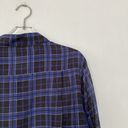 The Kooples The‎  Shirt Womens Medium Sheer Plaid Black Blue Silk Blend Button Up Photo 14