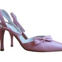 BCBGirls VTG  Leather Pumps Slingback Pointed Toe Bow Stiletto 3.5 Heels Pink 7 Photo 4