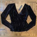 BCBGMAXAZRIA Long Sleeve Velvet Peplum Top Photo 5