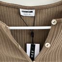 Noisy May Cortina Rib Crop Long Sleeve Cotton Cardigan Small OLIVE  NWT Photo 3