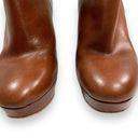 Michael Kors  Brown Leather Frenchie Platform Bootie Heeled Ankle Boots Photo 8