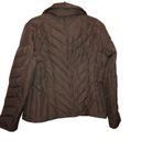 Nine West Quilted Down Puffer Jacket Funnel Neck Brown Large Photo 1